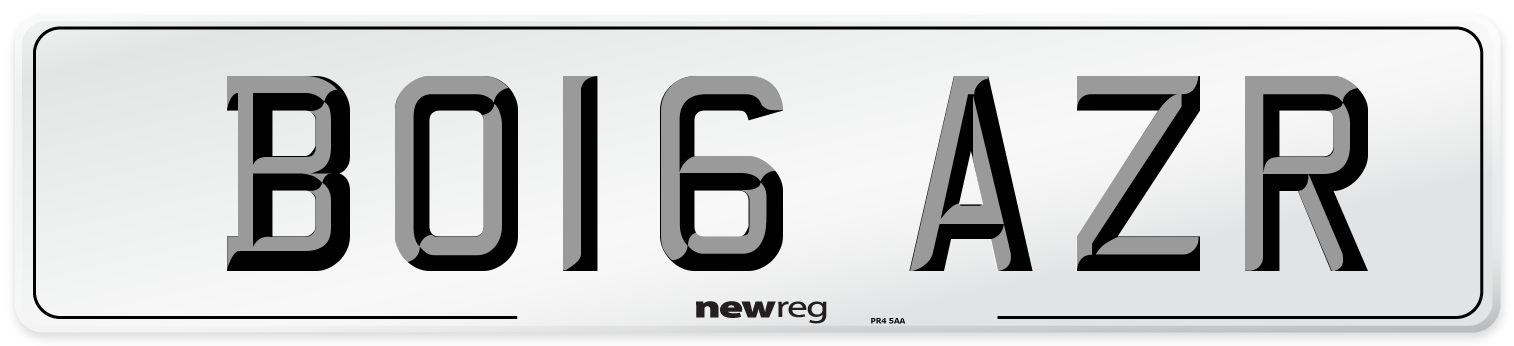 BO16 AZR Number Plate from New Reg
